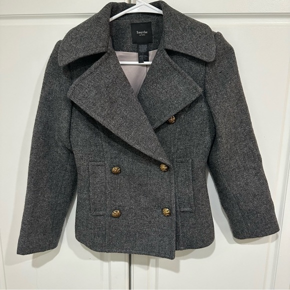 SMYTHE Tweed Peacoat Blazer Jacket in gray size 2 - Picture 1 of 8
